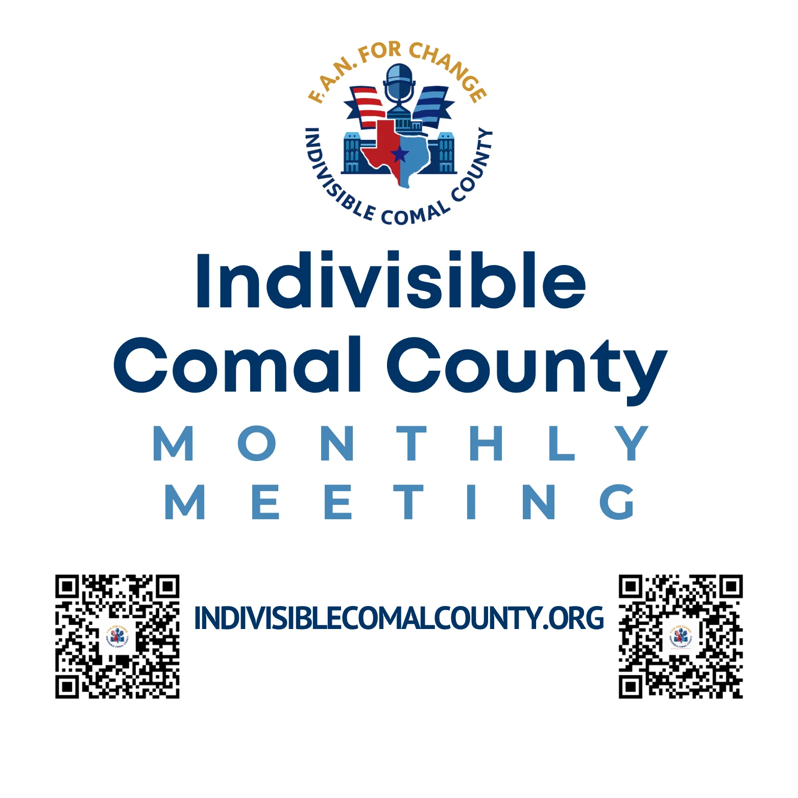 Indivisible Comal County – Monthly Public Meeting